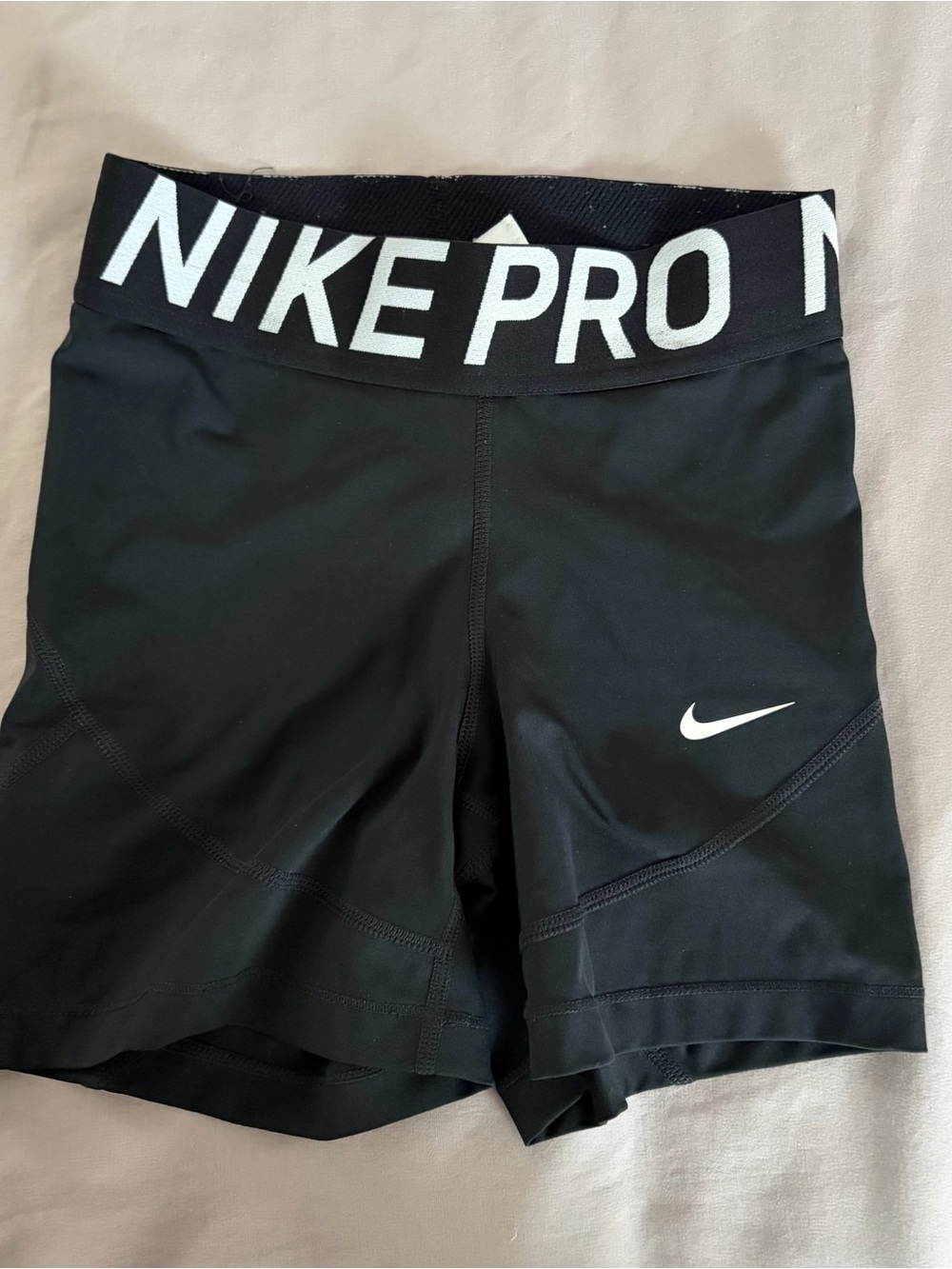 Nike Black Women's Pro Compression Bike Shorts with White Logo